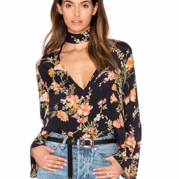 Flynn Skye Tops - Flynn Skye Leah Blouse in Blue Floral